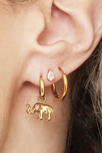 Boucles d'oreilles Elephant Argenté Acier inoxydable h5 Image2